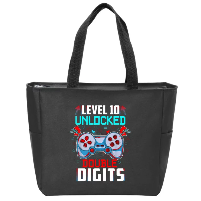 10th Birthday Gift For Double Digits 10 Year Old Gifts Gamer Gift Zip Tote Bag