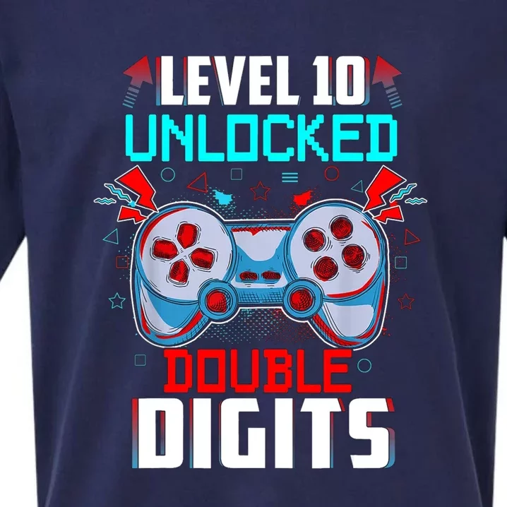 10th Birthday Gift For Double Digits 10 Year Old Gifts Gamer Gift Sueded Cloud Jersey T-Shirt