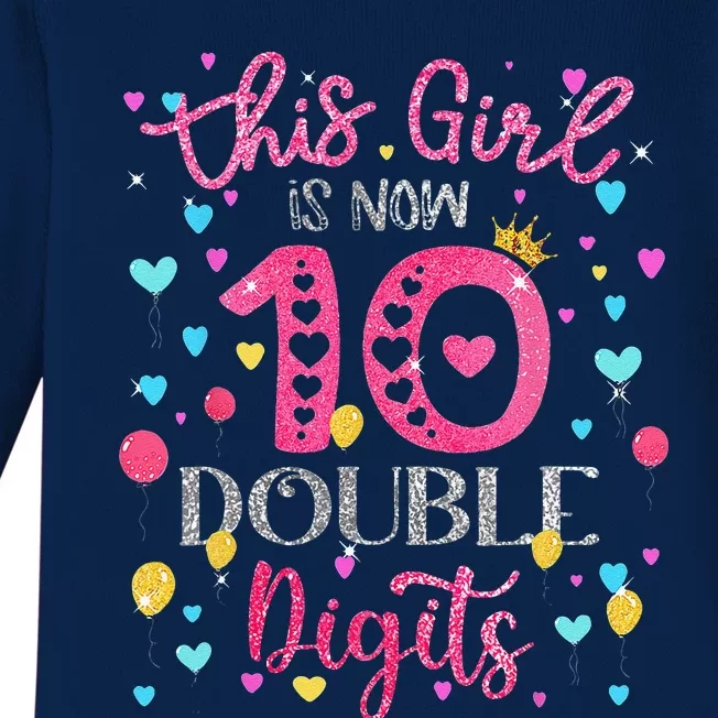 10th Birthday Gift This Is Now 10 Double Digits Baby Long Sleeve Bodysuit