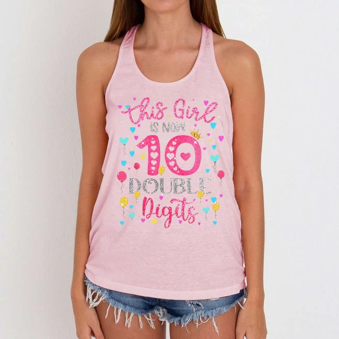 10th Birthday Gift This Is Now 10 Double Digits Women's Knotted Racerback Tank