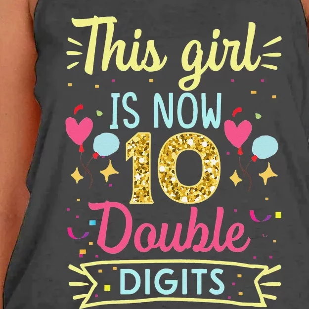 10th Birthday Gift This Is Now 10 Double Digits Women's Knotted Racerback Tank