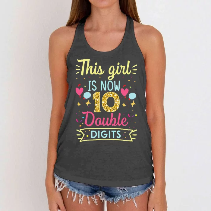 10th Birthday Gift This Is Now 10 Double Digits Women's Knotted Racerback Tank