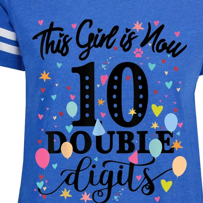 10th Birthday Gifts Shirt This Girl Is Now 10 Double Digits Enza Ladies Jersey Football T-Shirt