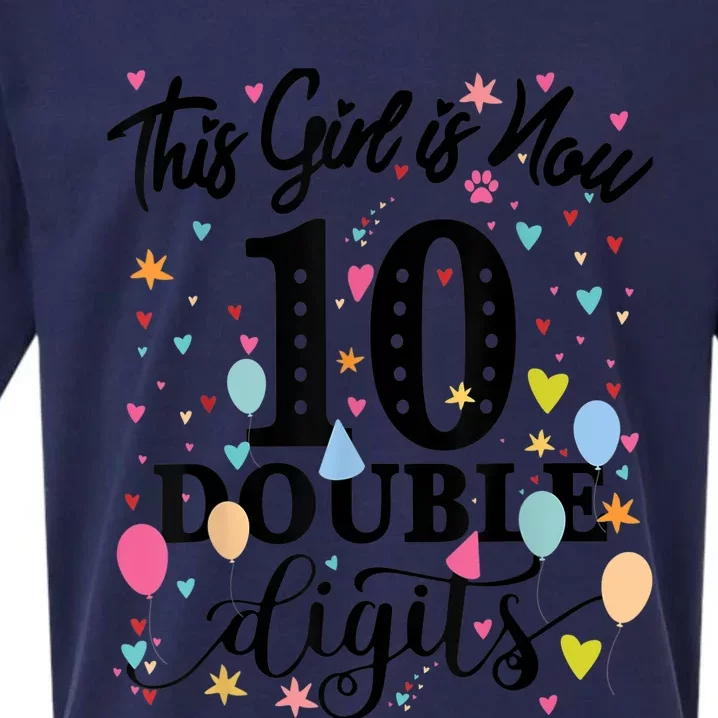 10th Birthday Gifts Shirt This Girl Is Now 10 Double Digits Sueded Cloud Jersey T-Shirt