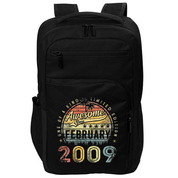 14th Birthday Gift Awesome Since February 2009 14 Year Old Impact Tech Backpack