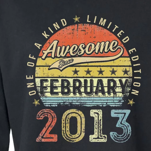 10th Birthday Gift Awesome Since February 2013 10 Year Old Cute Cropped Pullover Crew