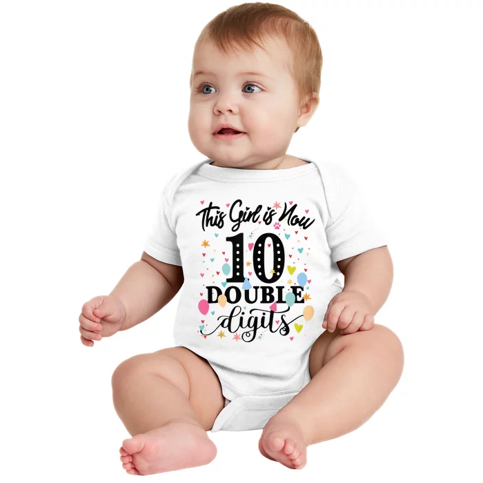 10th Birthday Gifts This Girl Is Now 10 Double Digits Baby Bodysuit