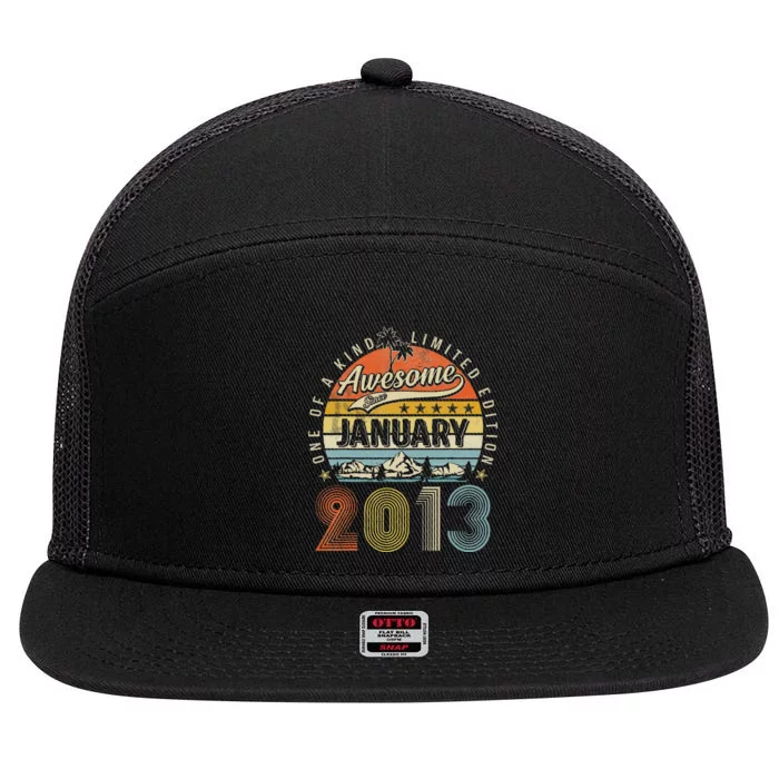 10th Birthday Gift Awesome Since January 2013 10 Year Old 7 Panel Mesh Trucker Snapback Hat