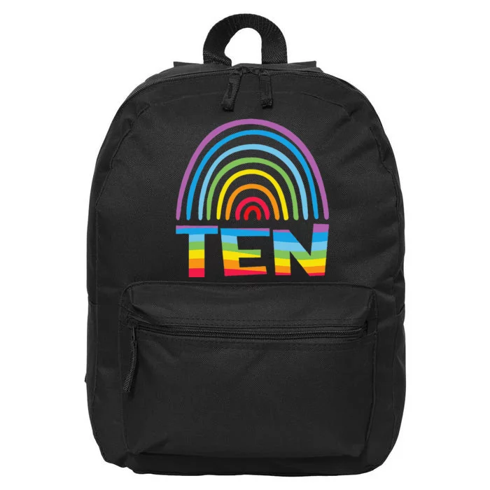 10th Birthday Gift Rainbow Fan 10 Years Olds 10 Bday 16 in Basic Backpack