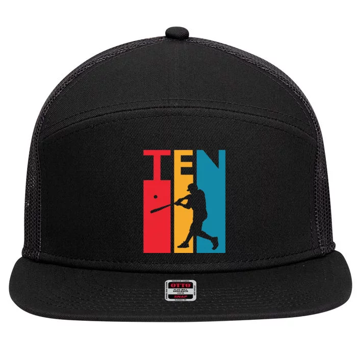 10th Birthday Gift Ten Vintage Baseball Birthday 10 Year Old 7 Panel Mesh Trucker Snapback Hat