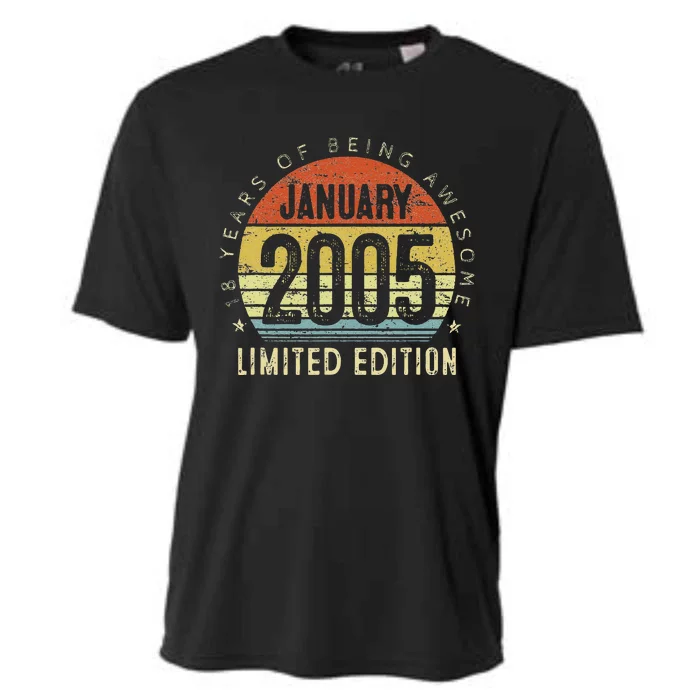 18th Birthday Gift Vintage January 2005 18 Years Old Cooling Performance Crew T-Shirt