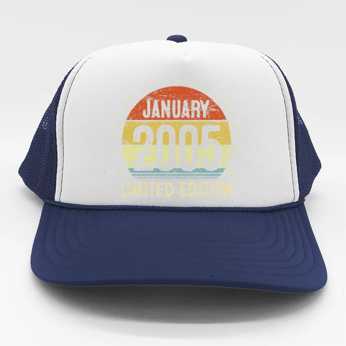 18th Birthday Gift Vintage January 2005 18 Years Old Trucker Hat