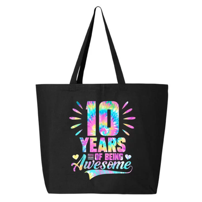 10th Birthday Gift Idea Tie-Dye 10 Year Of Being Awesome 25L Jumbo Tote