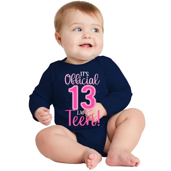 13th Birthday Girl 13 Years Teen Teenager Birthday Baby Long Sleeve Bodysuit