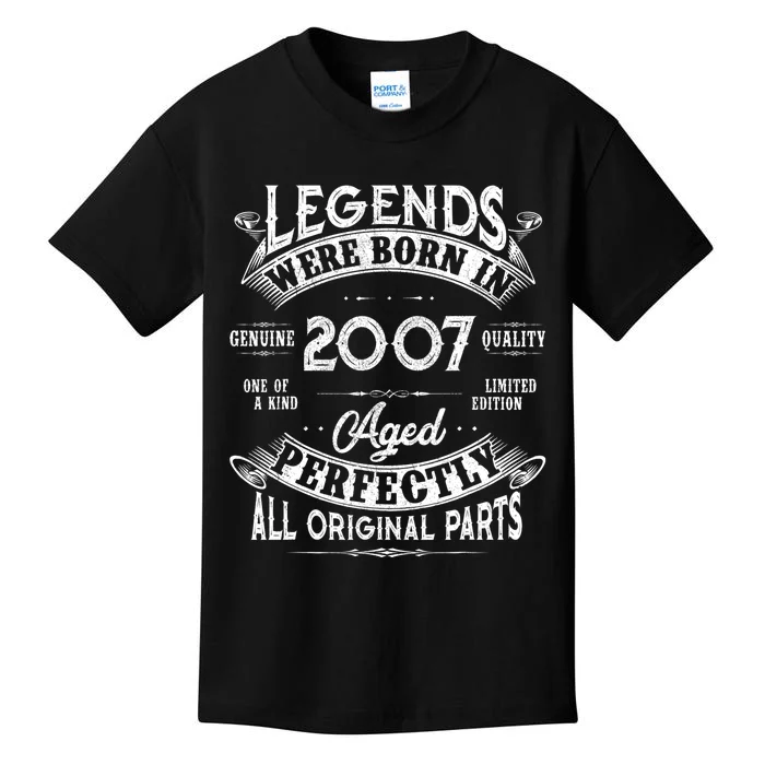 15th Birthday Gift Vintage Legends Born In 2007 15 Years Old Kids T-Shirt