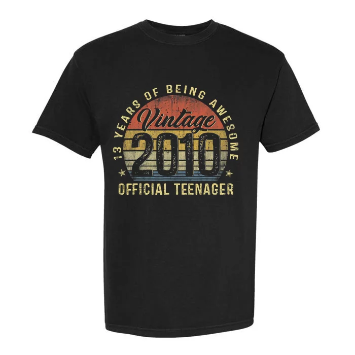 13th Birthday Gifts Vintage 2010 Teenager 13 Years Old Garment-Dyed Heavyweight T-Shirt