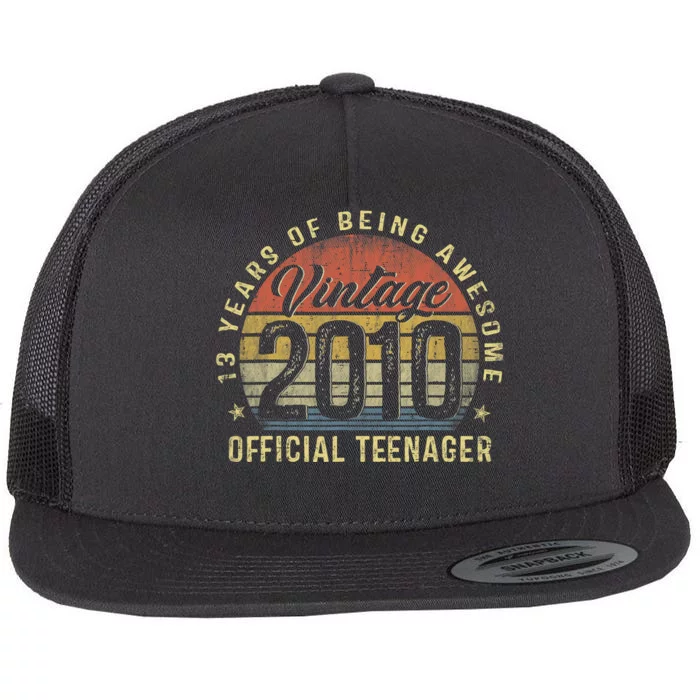 13th Birthday Gifts Vintage 2010 Teenager 13 Years Old Flat Bill Trucker Hat