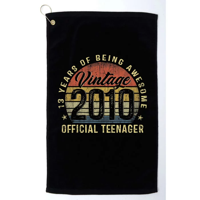 13th Birthday Gifts Vintage 2010 Teenager 13 Years Old Platinum Collection Golf Towel