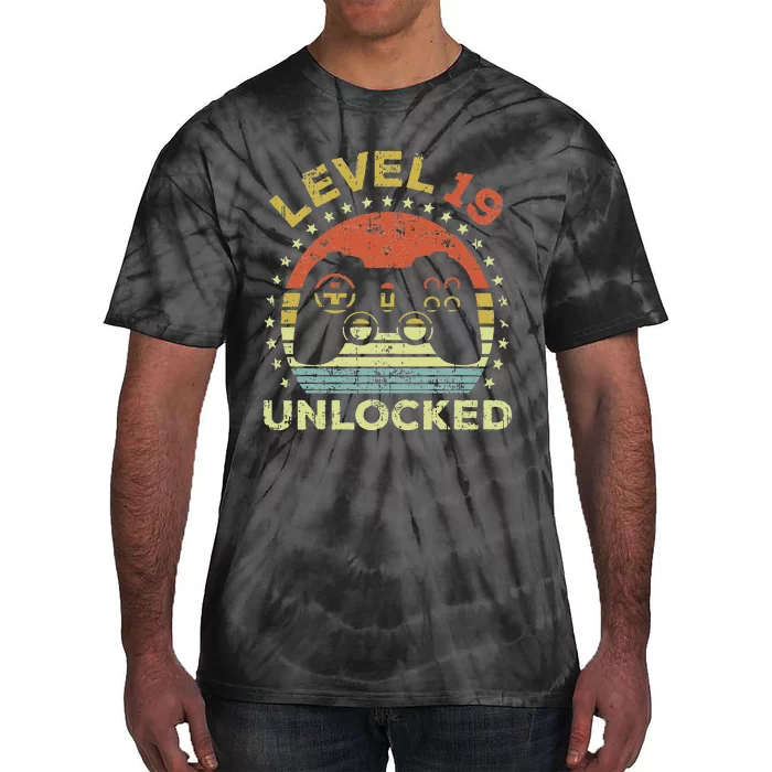 19th Birthday Gaming Level 19 Unlocked Tie-Dye T-Shirt