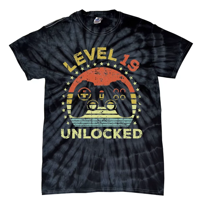 19th Birthday Gaming Level 19 Unlocked Tie-Dye T-Shirt