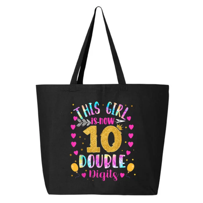 10th Birthday Gift This Girl Is Now 10 Double Digits Tie Dye 25L Jumbo Tote