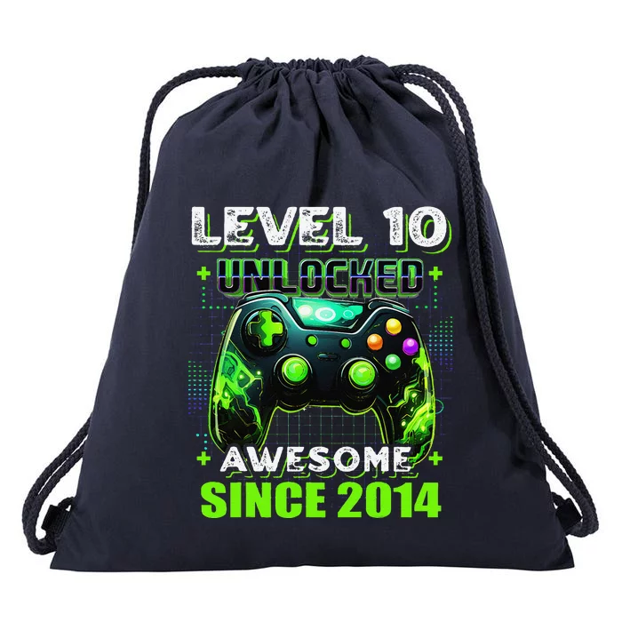 10th Birthday Gamer 10 Year Old Funny Bday Boy Ten Son Drawstring Bag