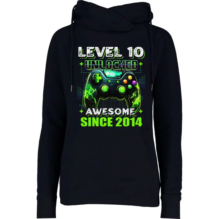 10th Birthday Gamer 10 Year Old Funny Bday Boy Ten Son Womens Funnel Neck Pullover Hood