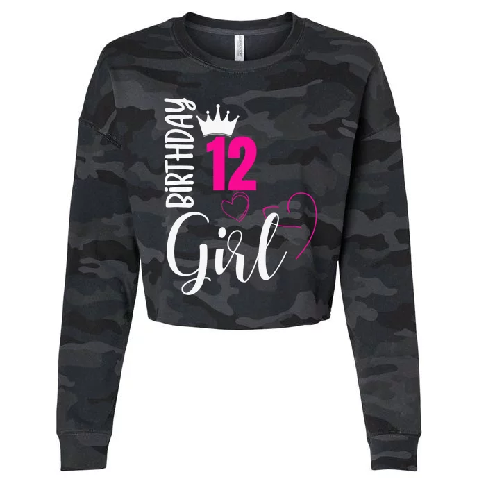 12 Birthday Girl Happy 12th Birthday Cropped Pullover Crew