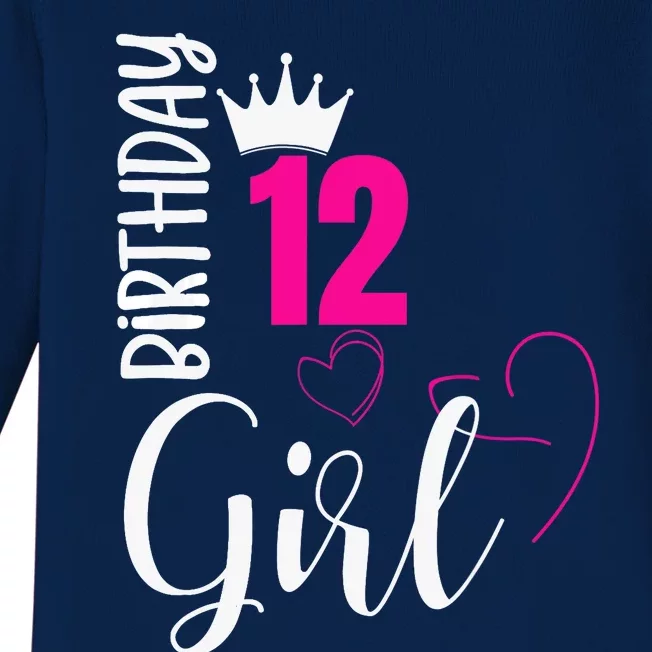 12 Birthday Girl Happy 12th Birthday Baby Long Sleeve Bodysuit