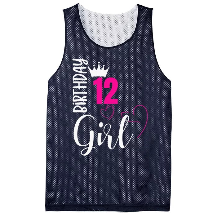 12 Birthday Girl Happy 12th Birthday Mesh Reversible Basketball Jersey Tank