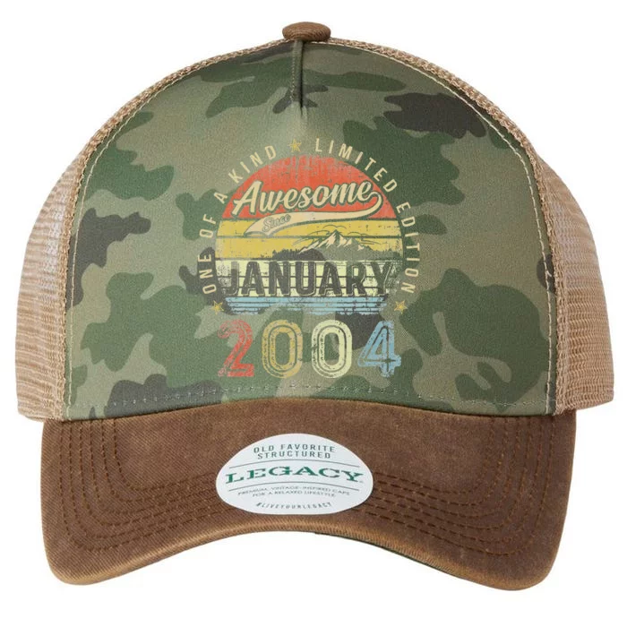 19th Birthday Gift Awesome Since January 2004 19 Year Old Love Legacy Tie Dye Trucker Hat