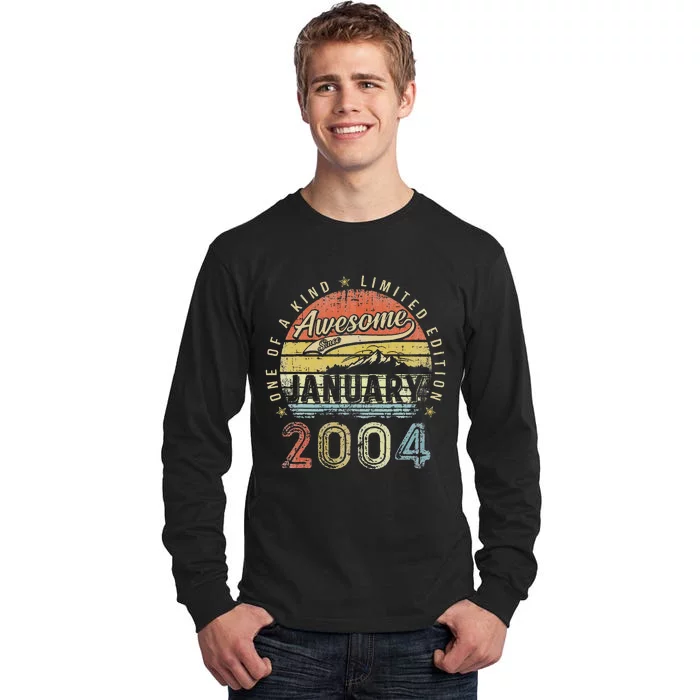 19th Birthday Gift Awesome Since January 2004 19 Year Old Love Tall Long Sleeve T-Shirt