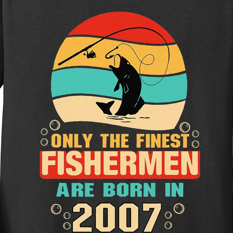 15th Birthday Gifts For 15 Year Old Fishing Fishermen 2007 Kids Long Sleeve Shirt