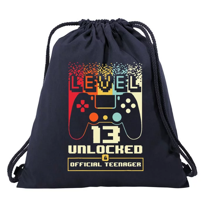 13th Birthday Gift Level 13 Unlocked Nager Drawstring Bag