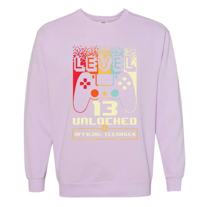 13th Birthday Gift Level 13 Unlocked Nager Garment-Dyed Sweatshirt