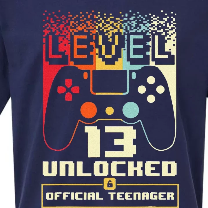 13th Birthday Gift Level 13 Unlocked Nager Sueded Cloud Jersey T-Shirt