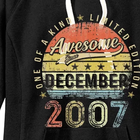 15th Birthday Gift Awesome Since December 2007 15 Year Old Women's Fleece Hoodie