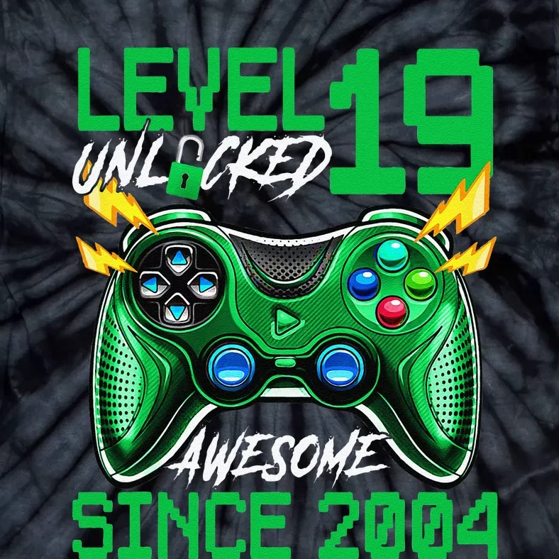 19th Birthday Gift Level 19 Unlocked Awesome 2004 Gamer Tie-Dye T-Shirt