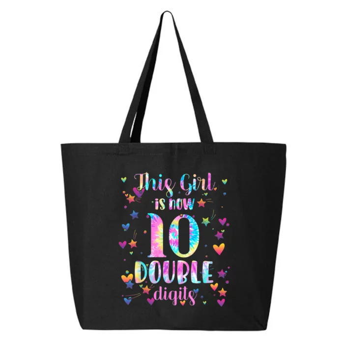 10th Birthday Gift This Girl Is Now 10 Double Digits Tie Dye 25L Jumbo Tote