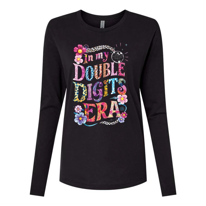 10th Birthday Girl In My Double Digits Era Retro 10 Year Old Womens Cotton Relaxed Long Sleeve T-Shirt