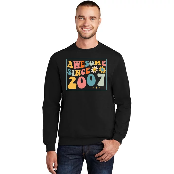 15th Birthday Gifts Awesome Since 2007 15 Years Old Groovy Tall Sweatshirt