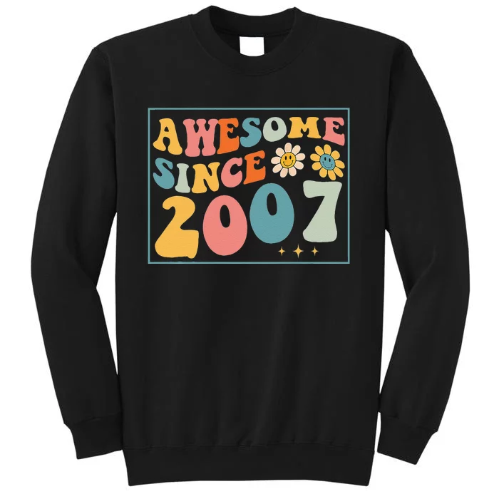 15th Birthday Gifts Awesome Since 2007 15 Years Old Groovy Tall Sweatshirt