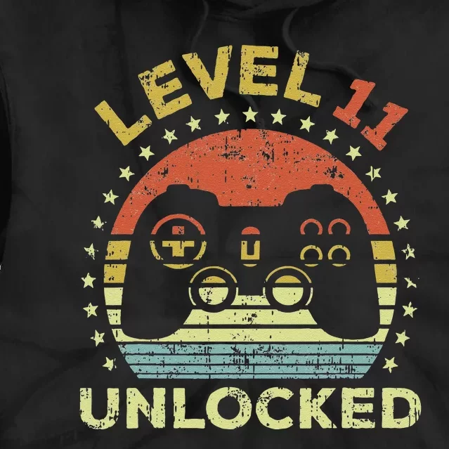 11th Birthday Gaming Level 11 Unlocked Tie Dye Hoodie