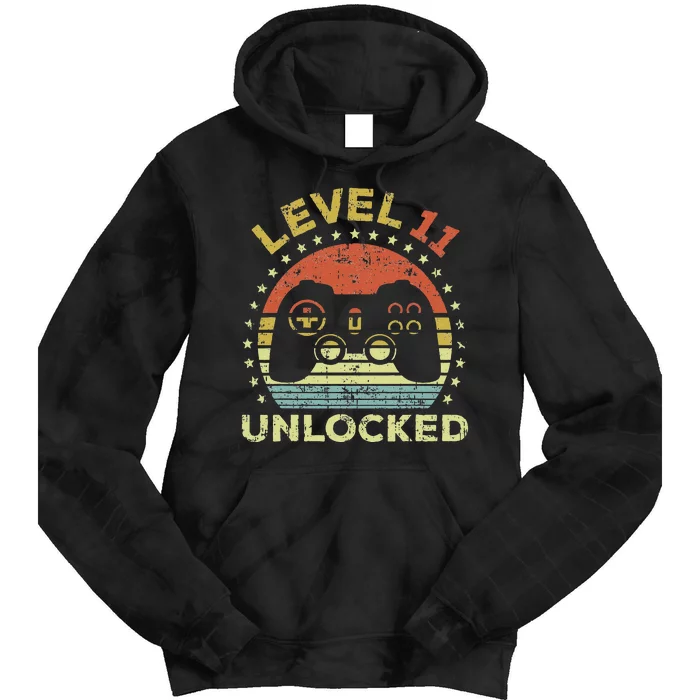 11th Birthday Gaming Level 11 Unlocked Tie Dye Hoodie