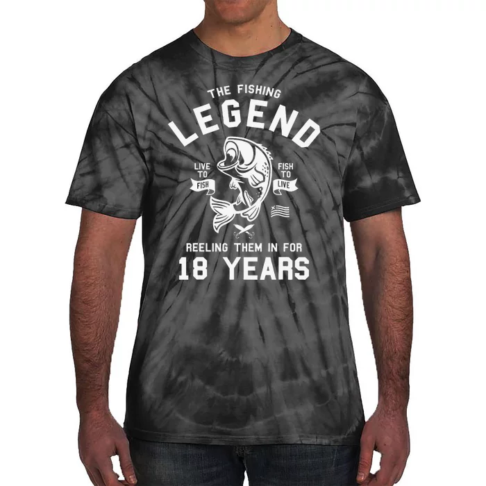 18th Birthday Gift The Fishing Legend 18 Years Fisherman Tie-Dye T-Shirt