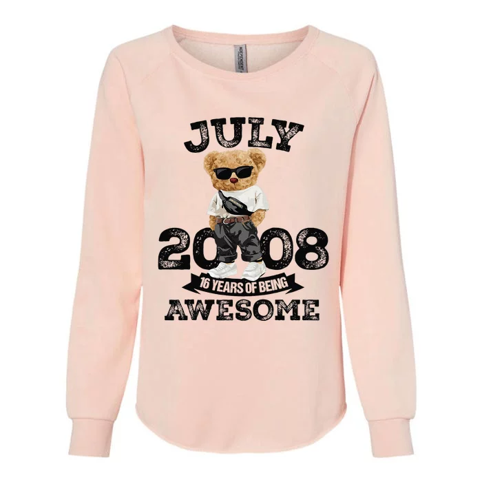 16th Birthday Gift 16 Year Old Vintage July 2008 Womens California Wash Sweatshirt