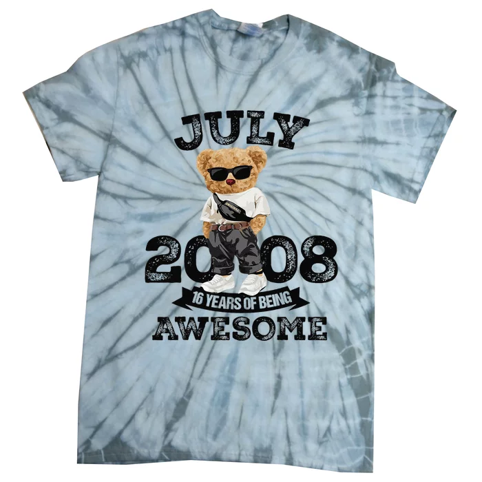 16th Birthday Gift 16 Year Old Vintage July 2008 Tie-Dye T-Shirt