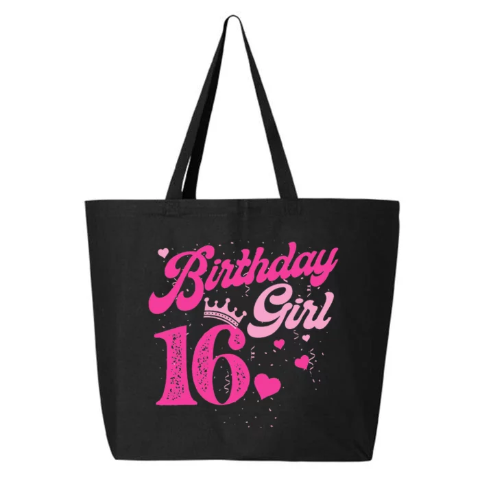 16th Birthday Girl Crown 16 Years Old Bday 25L Jumbo Tote