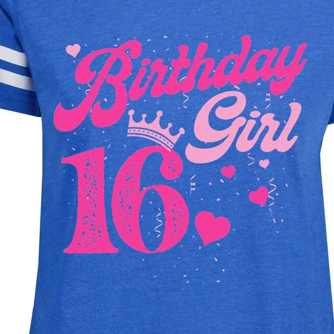 16th Birthday Girl Crown 16 Years Old Bday Enza Ladies Jersey Football T-Shirt