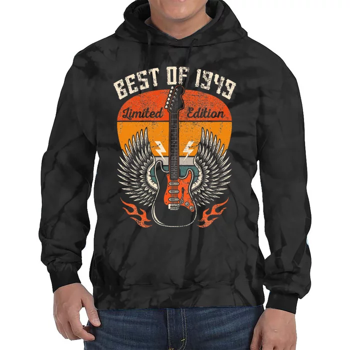 1949 Birthday Gifts Guitar Lovers 75th Tie Dye Hoodie